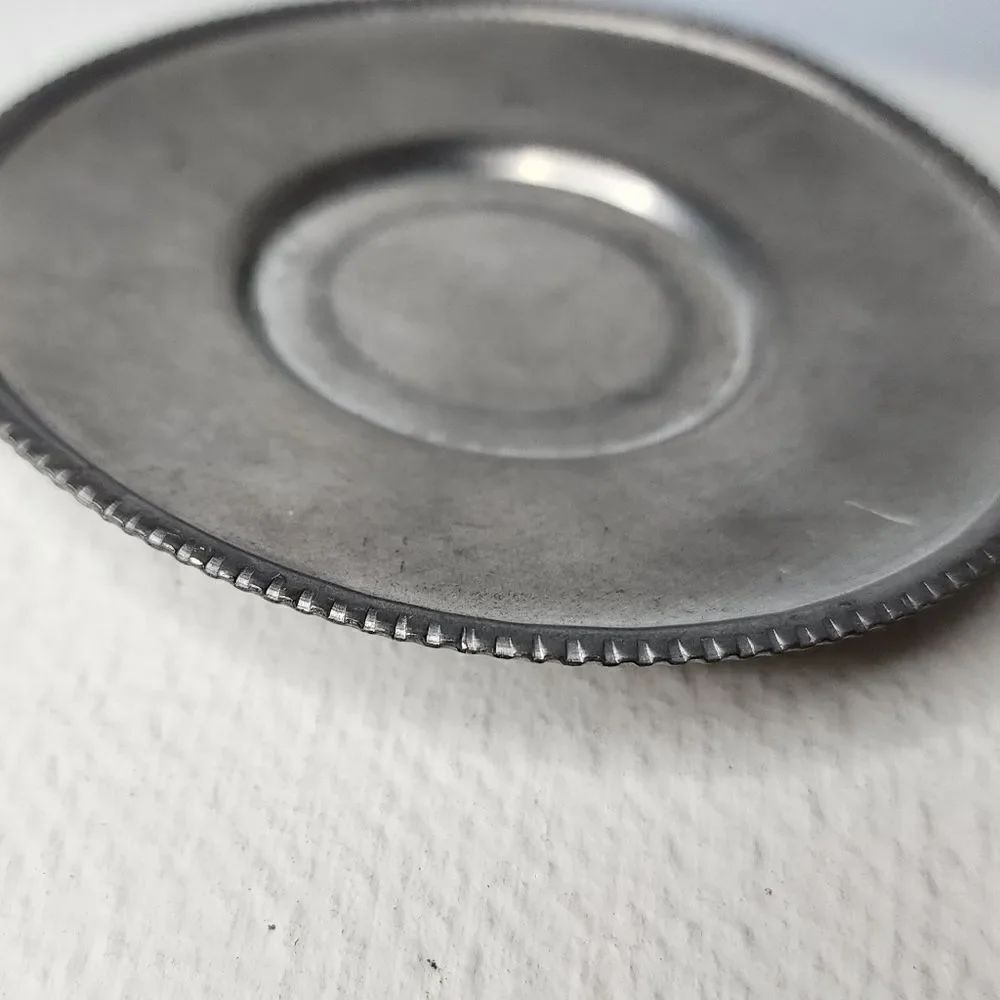Vintage Tiny Pewter Cup Saucer Only Cute Decorative Fancy Goebel West Germany